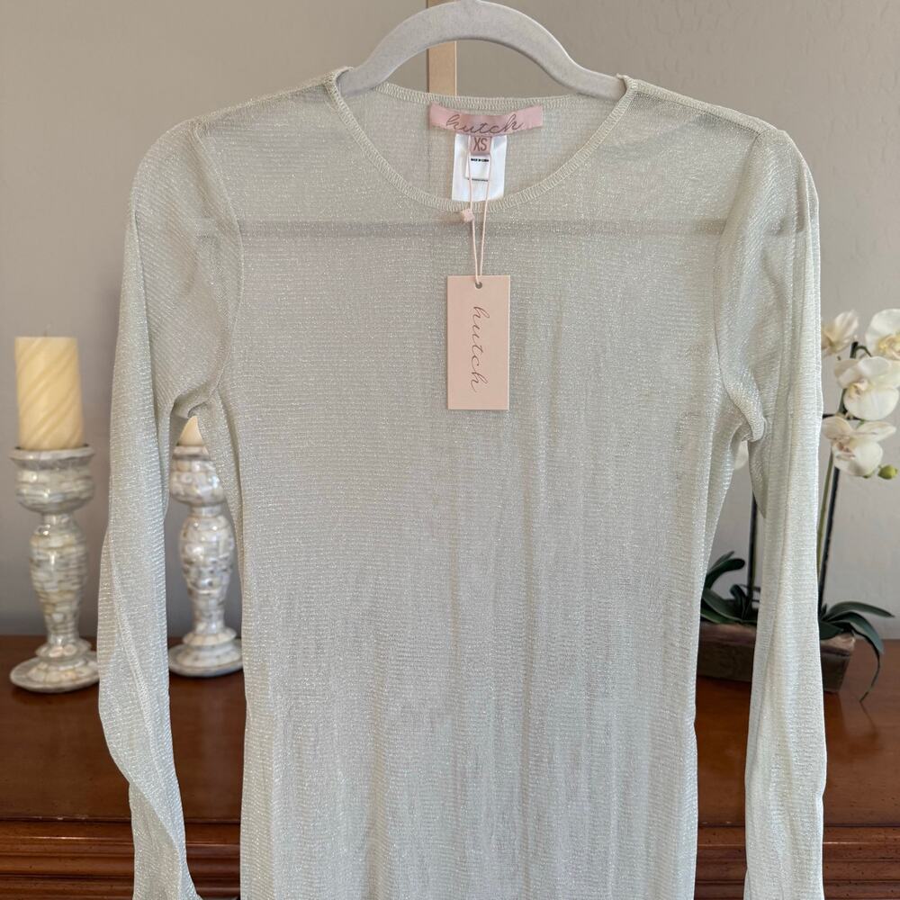 Hutch Niko Shimmer Mesh Maxi Dress Cream XS NWT - Picture 8 of 11
